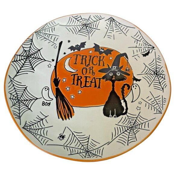 Eli + Ana Halloween Funky Feline Trick or Treat Dinner Plates Set of 2 New Retro - Picture 3 of 7